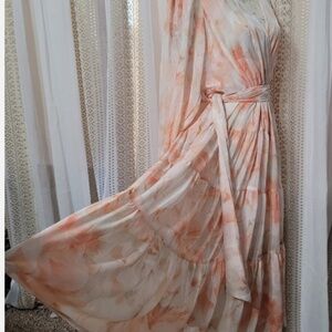 Calvin Klein Chiffon Tiered Floral Midi Dress